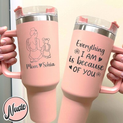 Mom And Daughter Tumbler,Mom Gift From Daughter,Personalized Tumbler 40oz Gift For Mom,Mom Tumbler Handle, Custom Photo Tumbler For Mom - image2